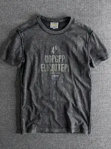 Men's Letter Round Neck Short Sleeve T-Shirt