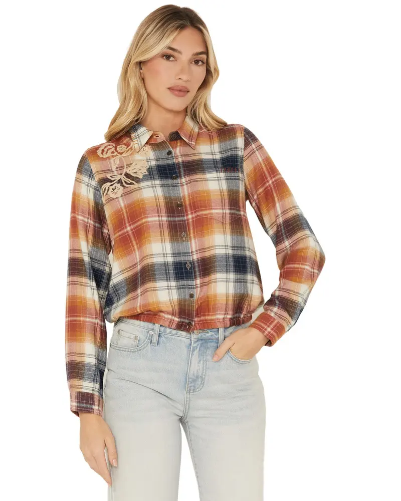 plaid crop flannel shirt - TikTok Shop