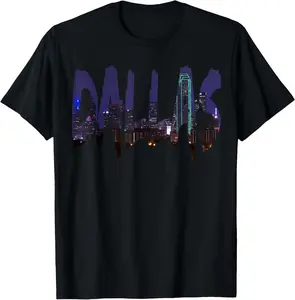 100%cotton DALLAS Texas Skyline Photo Photograph T-Shirt