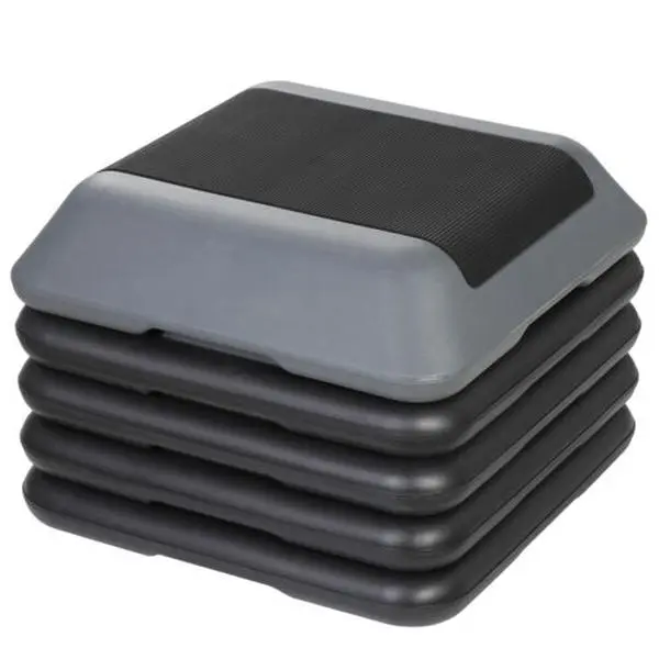 Unisex Adjustable Nonslip Multi-Level Aerobic Step Platform - 4 Risers, 16in L x 16in W Surface, Compact Stackable Customizable Home Fitness Accessory, Great Home-Fitness Tool for Beginners to Experts with Instructional Streaming Videos, Minimizing Space