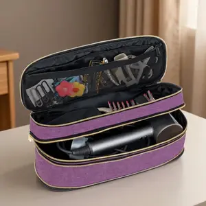 Double-layer large-capacity ultra-thin expandable hair dryer storage bag space storage subdivision components ideal for travel and organization accessories, durable design easy to access
