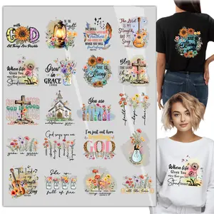 20 Sheets Iron on Transfers, CherryBlossom Christian DTF Transfers Ready to Press Heat Transfer Stickers Iron on Decals for T Shirts Hoodie DIY Crafts