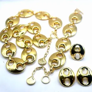 Maite Jewelry                                                     Set Chonky Gina Stainless Steel Gold-Tone Discs Necklace & Earrings Set