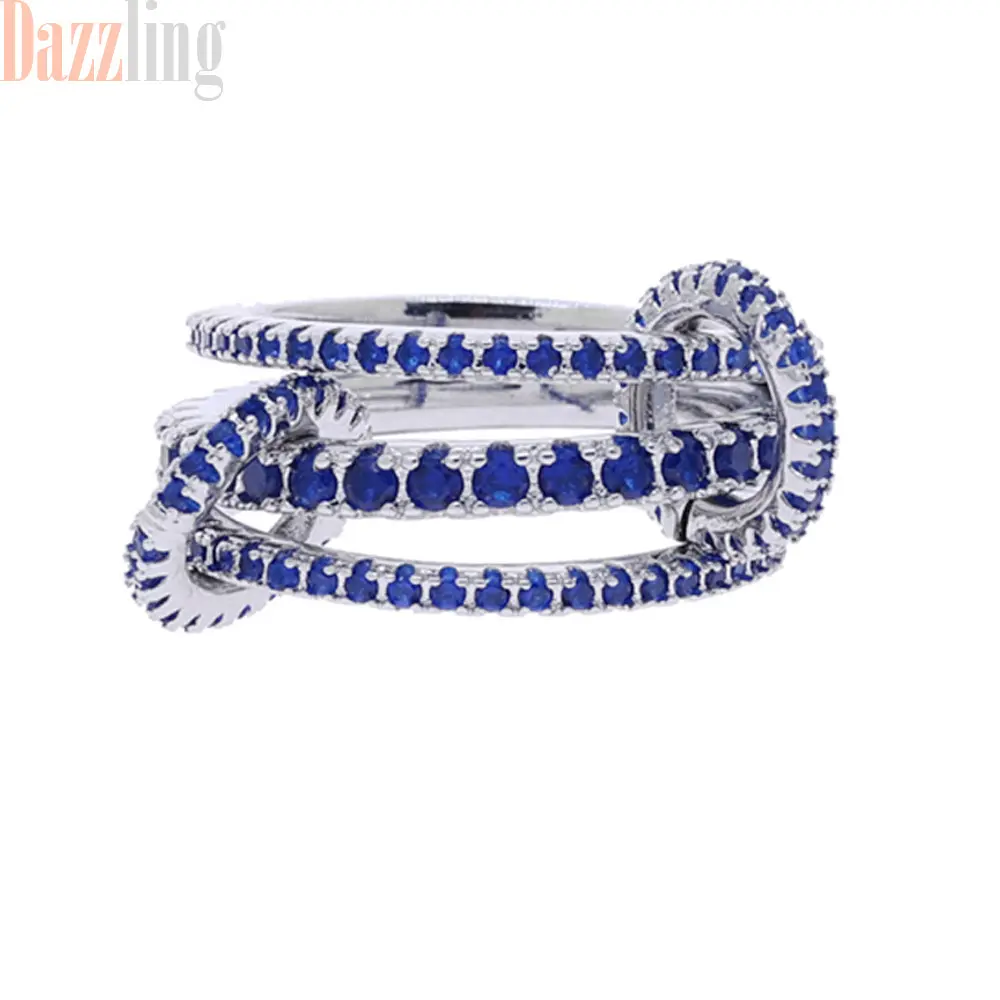 Silver Blue Stone 3 Rings