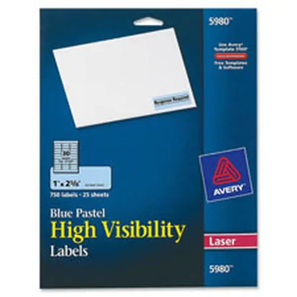 Avery AVE5971 Neon Green Laser Labels - Rectangle, 1 in x 2.63 in, 750-Pack, Permanent Adhesive for Laser Printers