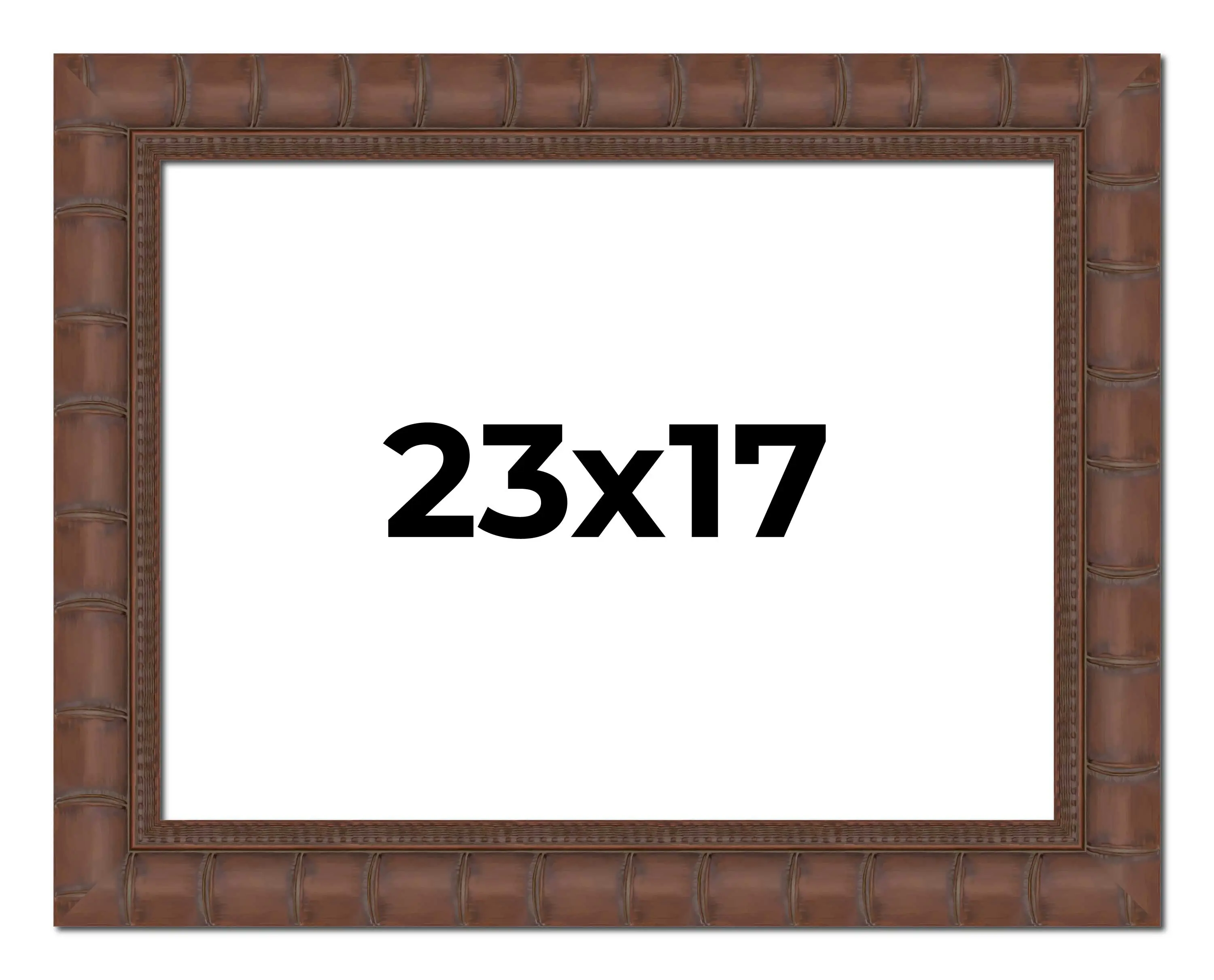 23x17 Brown Wide Bamboo Picture Frame - UV Acrylic, Foam Board Backing, Hanging Hardware