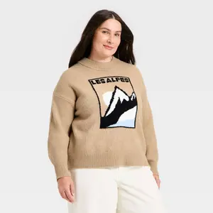 Women's Long Sleeve Cozy Alpine Crewneck Pullover Sweater - Universal Thread Brown XXL