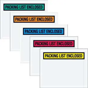 212 MAIN Tape Logic PL434 Packing List Enclosed Envelopes, 10 x 12 in, 2 Mil Poly Orange, Panel Face, Pre-Printed