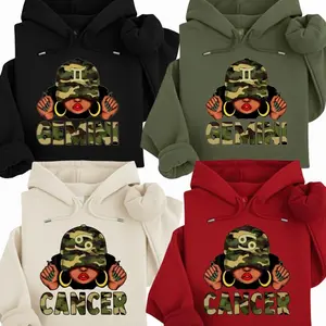 [Full 12 Zodiac] Camo Zodiac Hoodie – Urban Streetwear Zodiac Sign Sweatshirt with Camo Graphic Design, Trendy Unisex Pullover, Perfect Gift for Zodiac Lovers 5TW