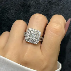 JJ CHIC Women's Square-Cut Luxury Micro-Pave Ring, Elegant Wedding and Engagement Ring