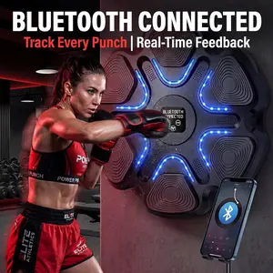 Music Boxing Machine Wall Mounted Bluetooth Punching Trainer, Smart LED Boxing Target for Adults & Seniors, Reaction Speed Training Home Fitness Equipment with Gloves