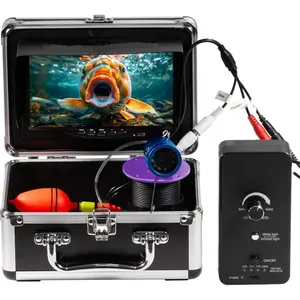 1200TVL  Underwater Ice Fishing Camera with 7inch ,49ft/15m ,10000mAh Fish Finder with 24 count LED Lights,12pcs  Night Vision,12pcs White Lights,Aluminium Case for Lake,Fish Boat