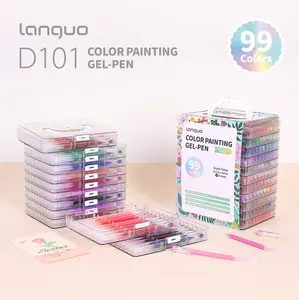 Languo  99-Color Aesthetic Gel Pen Set No-Bleed 0.6mm Needlepoint Smooth Ink Painting Markers for Scrapbooking Multi-Surface DIY Art Supplies Box Bullet Journaling Note-Taking Multi-Surface DIY Art Supplies Set artist