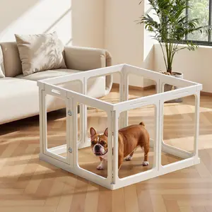 Clear Acrylic Dog Playpen Planes Transparent Dog Fence Indoor, Sturdy Pet Pen for Puppy/Small Dog/Rabbit/Pig, Easy Assemble & Cleaning Plastic Whelping Box Enclosure