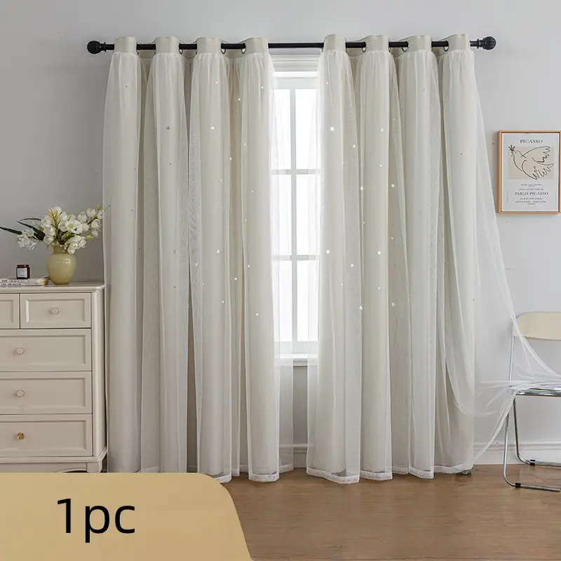 Double Layer Curtain, Heavy Curtain, Solid Color Blackout Curtain, 1 Piece, Fashionable Home Decoration Curtain for Living Room & Bedroom, Curtains Black Out, Window Curtain