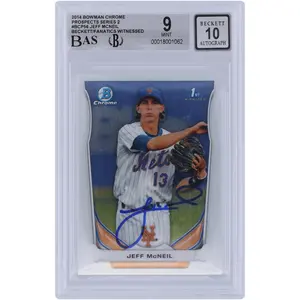 Jeff McNeil New York Mets Autographed 2014 Bowman Chrome Prospects #BCP56 Beckett Fanatics Witnessed Authenticated 9/10 Card - Fanatics Authentic Certified