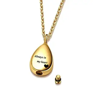 Simple teardrop shape urn pendant necklace women's necklace stainless steel urn necklace pet memorial