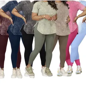 Yeshire Womens 2 Piece Outfit Tracksuit Crewneck Solid Color Shirt Shorts Jogger Bodycon Sets