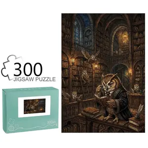 {Enchanting Magical Library Owls Jigsaw Puzzle - Vintage Illustration, Premium Cardboard, Brain - Teasing Fun for Family & Home Decor, All - Ages Bookish Scene Puzzle}