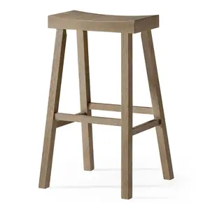 Maven Lane Vincent Wooden Rustic Aesthetic Kitchen Bar Stool, Antiqued Grey Finish