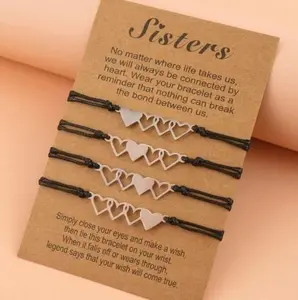 Sister Heart Bracelets for 2, 3, 4, 5 & 6, Friendship Bracelet, Gifts for Sister, Sister Matching Bracelets, Best Friend Gift, Sister Gift