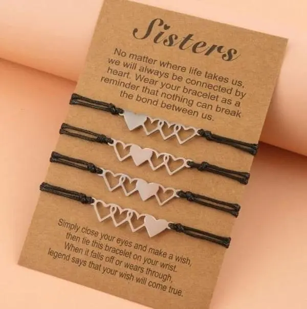 Sister Heart Bracelets for 2, 3, 4, 5 & 6, Friendship Bracelet, Gifts for Sister, Sister Matching Bracelets, Best Friend Gift, Sister Gift