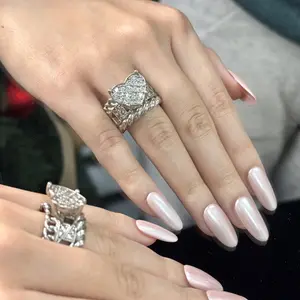 Heart Cluster Pavé-Set Ring, 925 Sterling Silver 5A CZ Stone, Bold Engagment Rings Statement Jewelry for Women/Men (18K Gold Plated/Silver Options)