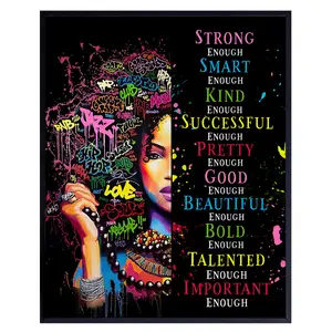 Black Women's empowerment 11x14 - African American Wall Art for Women Girls - Inspirational Poster - Motivational Wall Art - I Am Enough - Bedroom Living Room- positive Affirmations Wall Decor