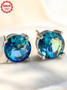 Elegant Women's S925 Silver Color Cubic Zirconia Stud Earrings, Ear Studs, Gradient Fashion Ear Pins, Perfect Birthday Gift, Daily Wear Jewelry, High Quality Earrings, Fashionable Earrings