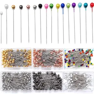 100Pcs/Box Colorful Round Stainless Steel Pearl Head Positioning Pin Big Head Needle For DIY Sewing Positioning Accessories