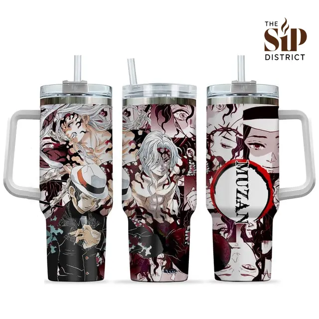 The Sip District. Muzan Kibutsuji 20oz 30oz 40oz Anime Tumbler – Demon Slayer Stainless Steel Tumbler with Handle Option, Full Wrap Manga Design Insulated Coffee Cup, Kimetsu no Yaiba Travel Mug, Anime Villain Drinkware Gift, Collector Cup