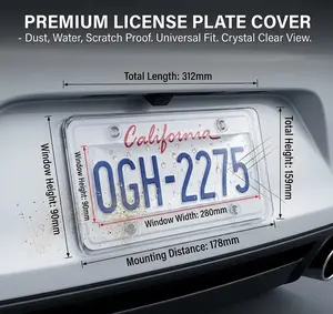 License Plate Protector Cover - Ultra Clear Waterproof & Scratch Resistant Shield, Perfect Fit for US Standard Plates, All-Weather Defense, Easy Installation, Must-Have Car Exterior Accessory to Protect Plates from Dust & Debris