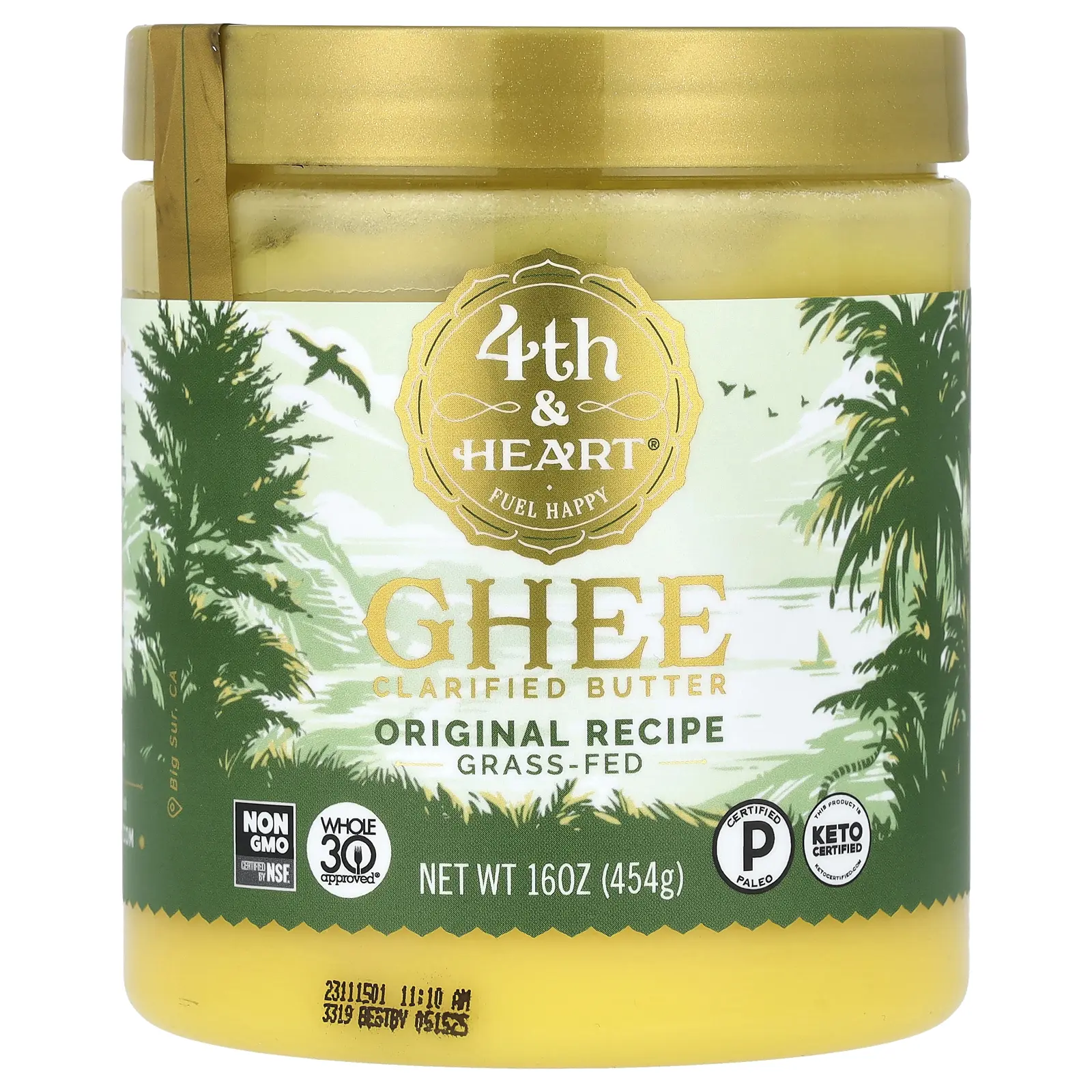 4th & Heart Ghee Clarified Butter, Grass Fed, Original Recipe, 16 oz (454 g)