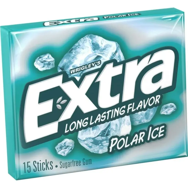 Wrigley's Extra Peppermint Xylitol Base Sugar-Free Chewing Gum - 5x 15ct Pocket Packs, Fresh Breath Snack Candy
