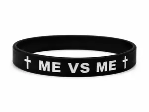 ME VS ME Christian Rubber Bracelet Inspirational Engraved Bible Verses Cross Silicone Bracelet for Men and Woman Faith Gifts