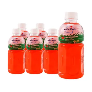 Mogu Mogu Watermelon Jelly Drink - 6 Pack (320ml x 6) - Authentic Thai Coconut Jelly Beverage - Refreshing Fruit Juice Drink