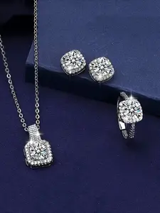 4pcs Exquisite Jewelry Set, Teardrop Jewelry Set, Dazzling Synthetic Cubic Zirconia Jewelry Set, Gorgeous Design, Light Luxury Style, Suitable for Daily and Party Wear, Exquisite Jewelry Perfect Gift Couple's Gift, Earrings Set