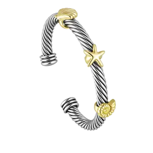 Aprilery Two - Tone Twisted Rope Sea - Inspired Cuff Bracelet, Fashion Jewelry for Daily/Beach/Party Wear