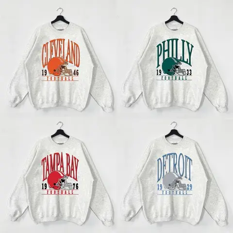 Vintage Football Sweatshirts Color Ash Grey, Unisex Football Crewnecks, Football Crewneck Sweatshirt - AG