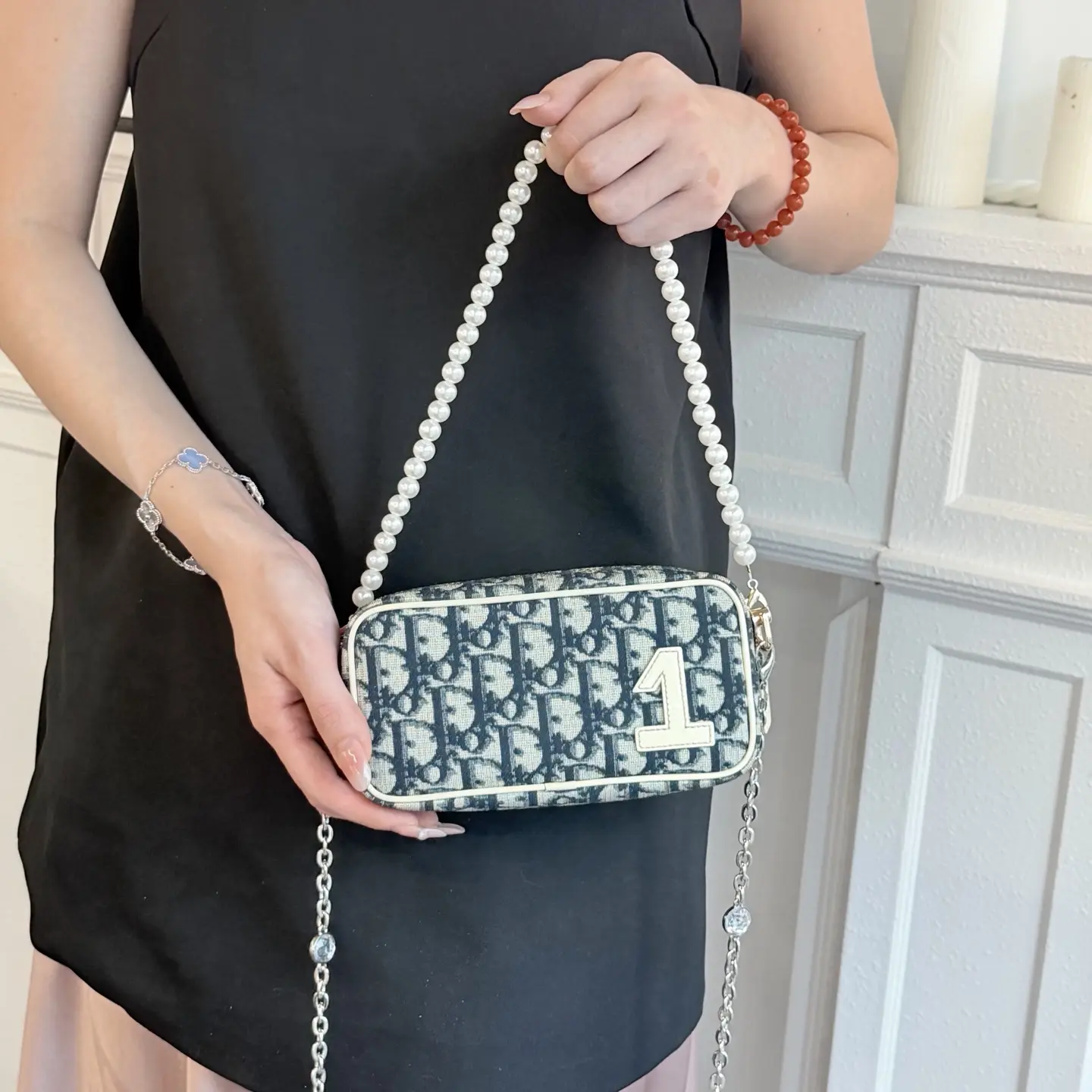 Pre-owned Dior Vintage Oblique Number 1 Pouch+Blue+Luxury Bag | 36093
