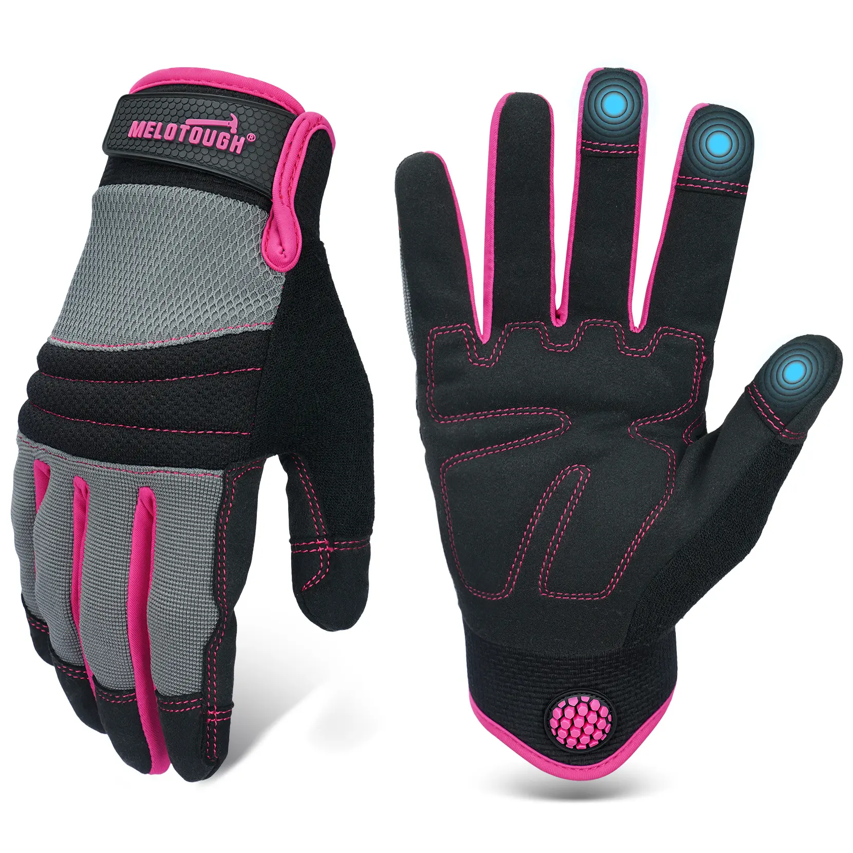 MELOTOUGH Women's Protective Work Gloves - Safety Utility Gloves for Mechanics, Gardening, Flexible, Breathable, Touch Screen Compatible