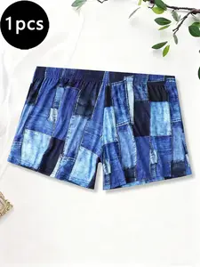 Men's Casual Loose-Fitting Lingerie, All-Over Print Comfortable Breathable Underwear, Ideal for Daily Outdoor Wear, Soft Four-Way Pants