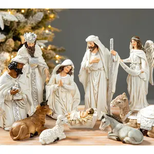 Glitzhome Deluxe Resin Nativity Figurine Set S/2