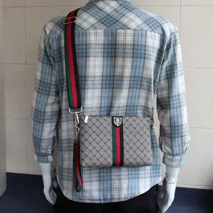New Unisex Large Capacity Soft Leather Handbag Men's Ribbon Crossbody Bag Personalized Envelope Bag Thin Men's Bag