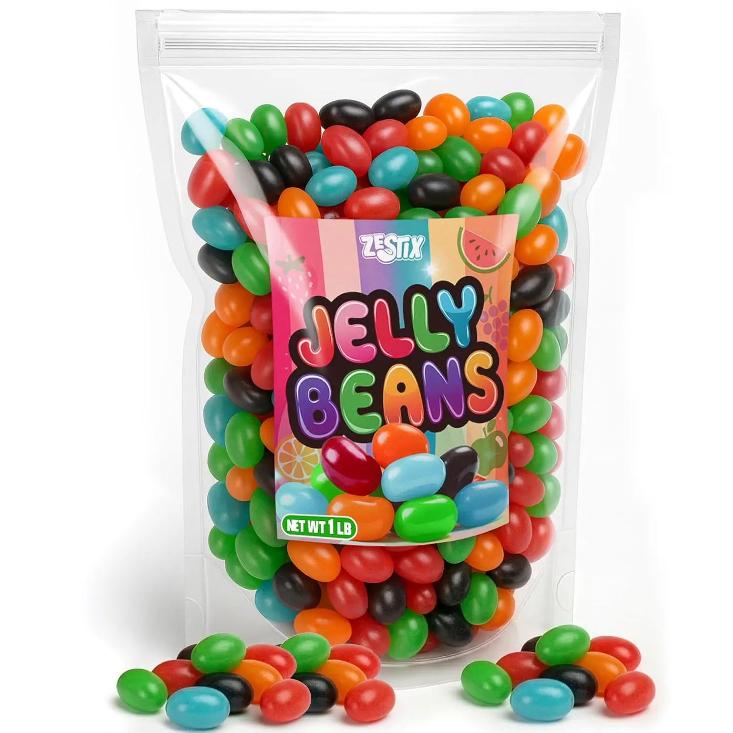 Jelly Beans – 1 lb Bulk Fruity Flavored Candy Mix for Party Favors, Goody Bags, Snacking, Candy Buffets & Dessert Tables, Assorted Chewy Treats for Kids and Adults