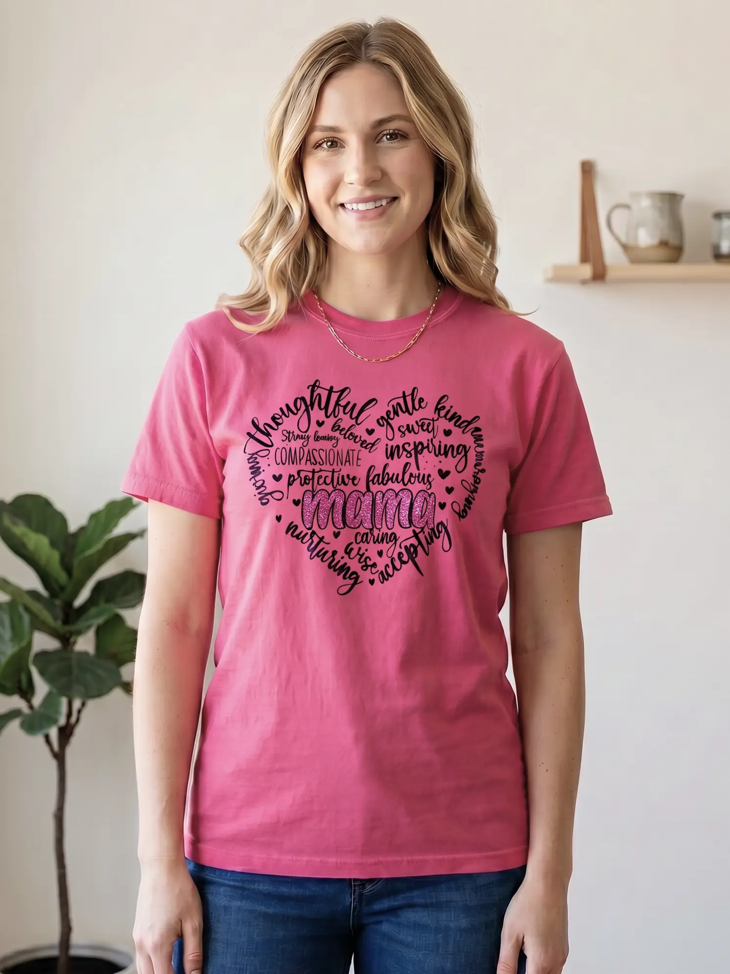 Mama Word Art - Short Sleeve Tee in Crunchberry
