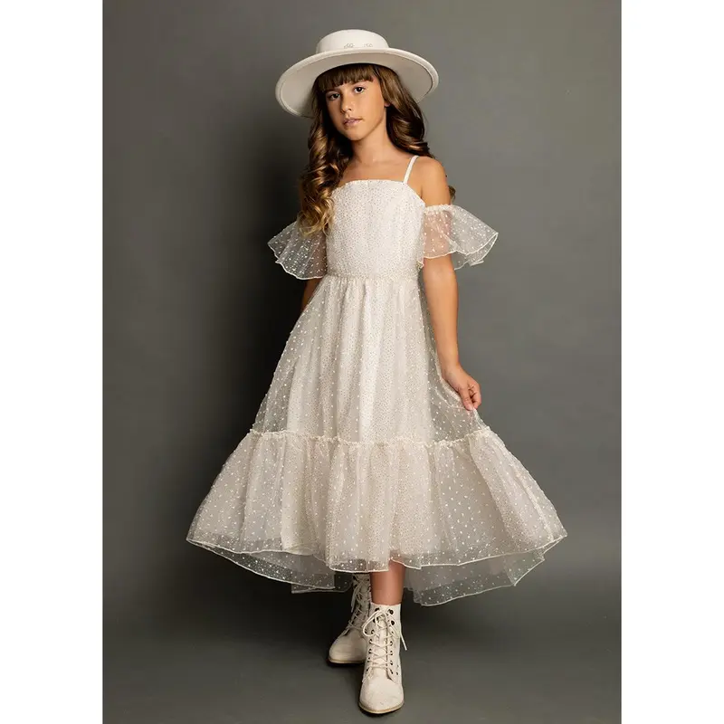 Chloe Dress in Cream Dot