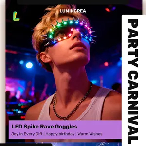 Nightclub Luminous Eye Mask LED Luminous Eye Mask Punk Style Rivet Eye Mask Music Festival Bar Nightclub Performance Mask Underground Rave Tunnel Rave Technorave Party Animals Party Idea Costumes Idea