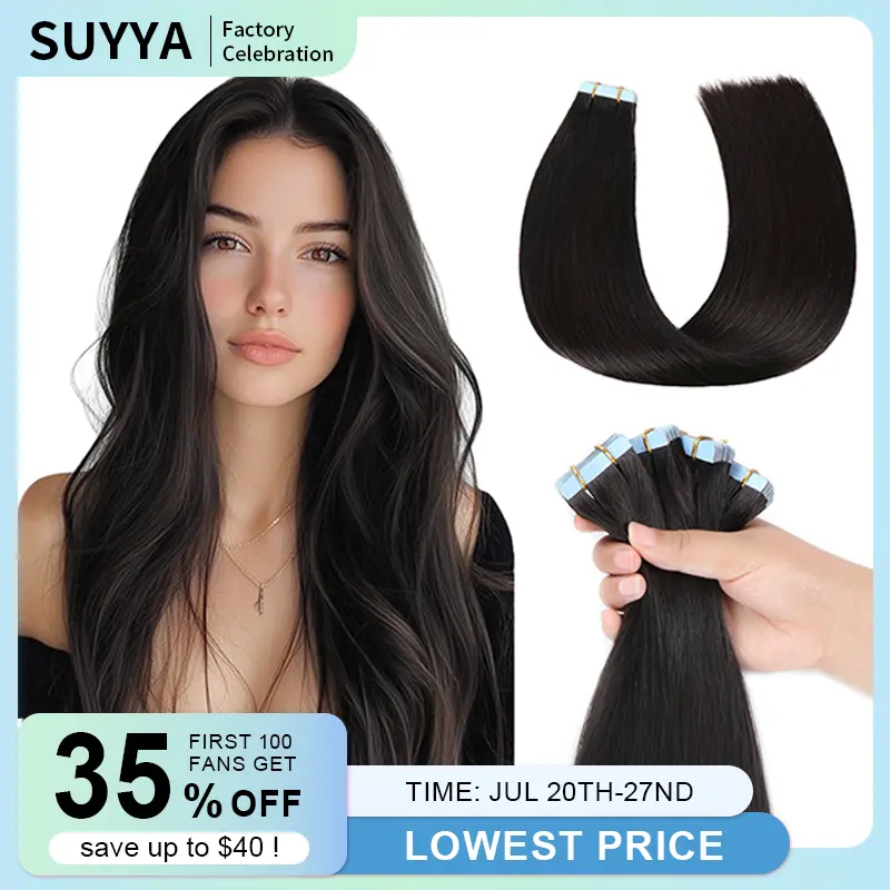 SUYYA Factory Celebration First 100 fans up to $40!  wigs human hair tape in hair extensions 12-28 inches, multiple colors ,20PCS/PACK comes with a free gift bundles  #DealsForYouDays