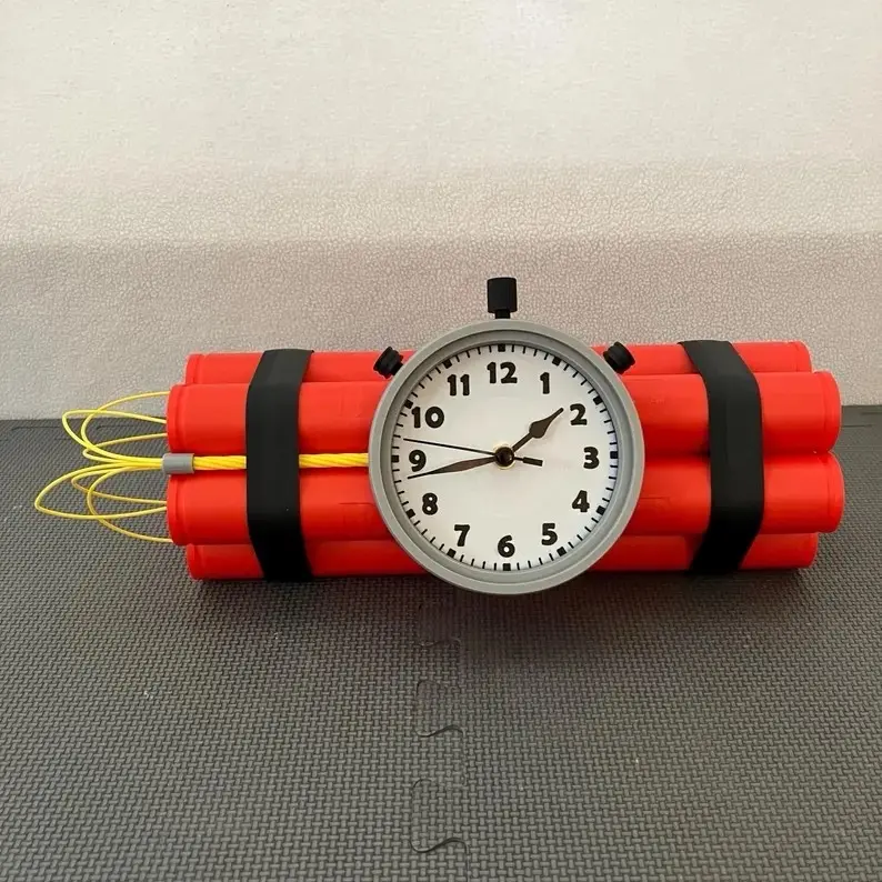 TNT Inspired Industrial Analog Clock, Home Decor Piece, Functional Time-Telling Accessory, Ideal Gift for Home Supplies Enthusiasts